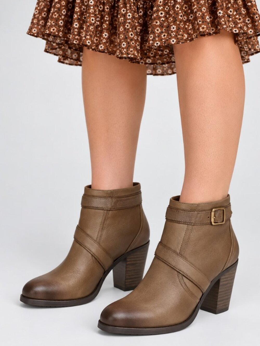 Ariat Two24 Ready To Go Mushroom Taupe Leather Heeled Ankle Boots